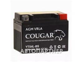COUGAR AGM VRLA 12В 6ст 4 а/ч оп YTX4L-BS